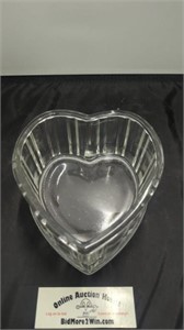Vintage Heart Shaped Heavy Clear Glass Candy Dish