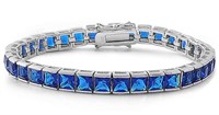 Stunning Princess Cut Sapphire Tennis Bracelet
