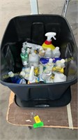 Tote w/ Hand Sanitizers & Cleaning Chemicals