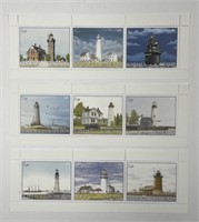 KARELIA REPUBLIC: Lighthouse Stamps on 3 Strips