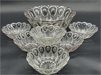 7- EAPG Peacock Feather by US Glass Berry Bowl Set