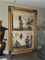 Wooden Nautical Fishing Shadow Box w/Map in Back