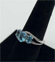 Blue topaz & 925 silver ring size 10
