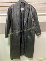 Large leather trench coat