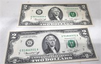 Two - 1976 2 Dollar Bills