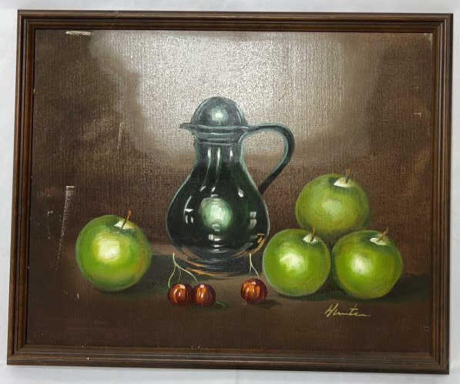 Hand Painted Acrylic Painting Of Fruit & Pitcher