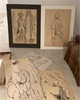 Large lot of nude figure sketches
