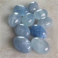 15 Ct Cabochon Aquamarine Gemstones Lot of 10 PCs,