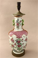 Chinese Qing Famille Rose Porcelain Vase/ Lamp,