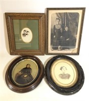 Lot of 4 Antique Framed Portraits Round Frames
