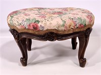 Foot stool, French Victorian, carved legs &
