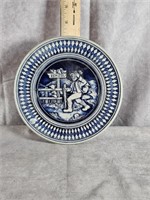 1977 GERZ STONEWARE PLATE BLUE SALT GLAZE 7"