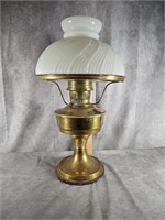 BRASS ALADDIN LAMP WITH MILK GLASS SHADE
