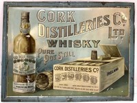 Antique Whisky Tin Advertising Bar Sign