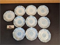 10 opalescent saucers/plates