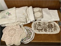 Assorted Cotton & Linen Doilies, Table Cloths