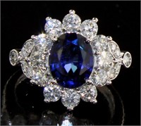 14kt Gold 3.82 ct Oval Sapphire & Diamond Ring