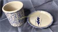 2 pcs Roseville pottery spongeware
