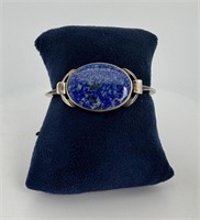 Mid Century Sterling Silver Lapis Lazuli Bracelet
