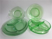 Green Depression Glass Condiment Dishes