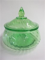 Green Glass Sugar Bowl