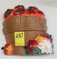 Cast Wall Hanging Painted Apple Basket