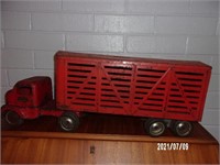 Vintage metal toy livestock hauler