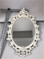 Large oval ivory ornate victorian look mirror