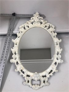 Large oval ivory ornate victorian look mirror