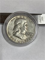 1958 D Franklin silver half dollar