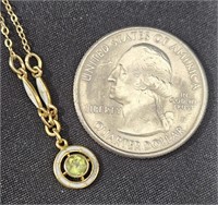 14K Gold & Topaz Necklace - Speidel Chain