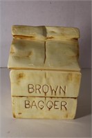 Vintage Brown Bagger Cookie Jar 10 1/2 x 7 1/2 x 5