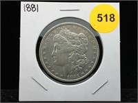 1881 Morgan Silver Dollar in Flip