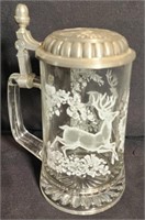 Glass Deer Stein Made in Germany