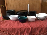 Collection of 39 ceramic plates and bowls