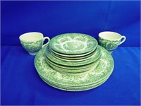 Staffordshire Green Transfer Ware Dishes