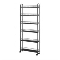 6 Tier Slim Rolling Storage Cart, Mobile Shelving