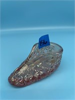 Fenton Iridescent Glass Baby Shoe