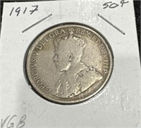1917 50 Cents Silver Coin
