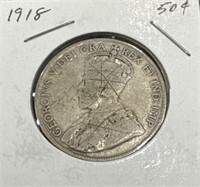 1918 50 Cents Silver Coin