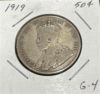 1919 50 Cents Silver Coin