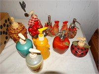 9 Assorted soap & lotion dispensers - apples,