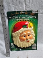 New Old Stock Blinking Santa Face