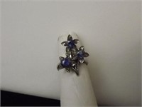 18kt WG Blue sapphire & Diamond ring 5gr 1