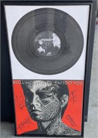 Rolling Stones framed autographed vinyl record