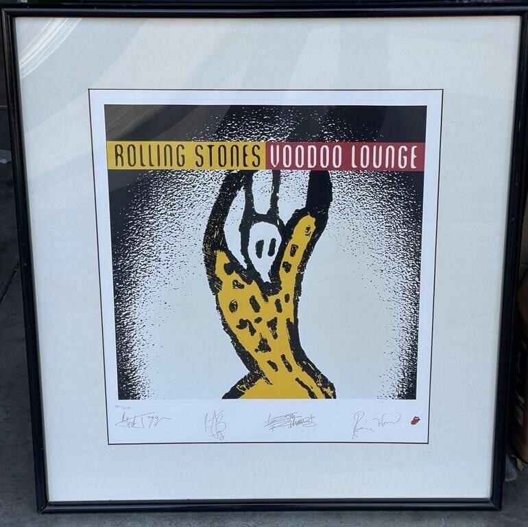 Large rolling stones autographed lithograph