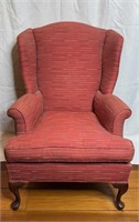 VTG Upholstered Wing Back Chair, Solid Wood Base