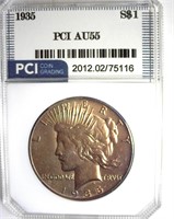 1935 Peace PCI AU55 Terrific Toning