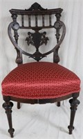 ORNATE VICTORIAN WALNUT SIDE CHAIR, INLAY &