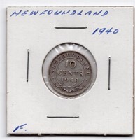 1940 Newfoundland 10 Cent Silver Coin